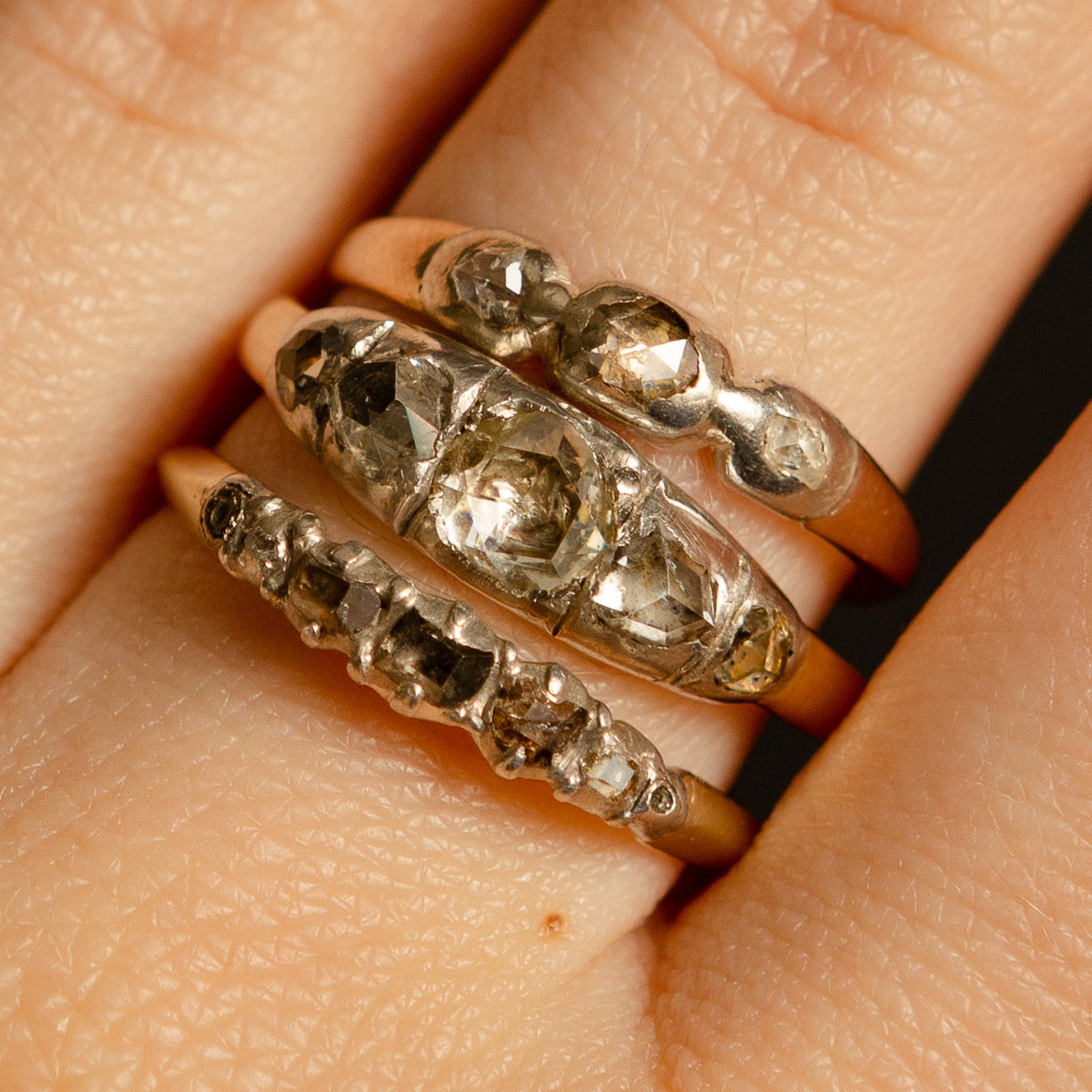 Georgian 2.00 CTW Diamond Silver-Topped 14 Karat Gold Engagement Ring Circa  1800's | Wilson's Estate Jewelry